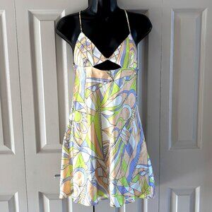 Zara Abstract MOD Print Cut-Out Mini Dress, Fully Lined, Size M